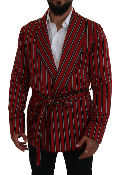 Dolce & Gabbana Elegant Red Striped Long Robe Luxury Wear Dolce & Gabbana