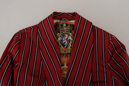 Dolce & Gabbana Elegant Red Striped Long Robe Luxury Wear Dolce & Gabbana