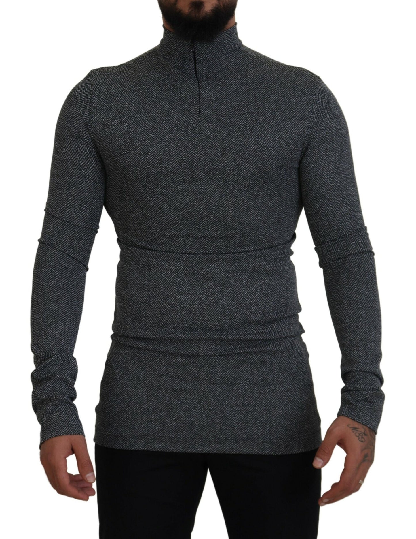 Dolce & Gabbana Elegant Dark Gray Pullover Sweater Dolce & Gabbana