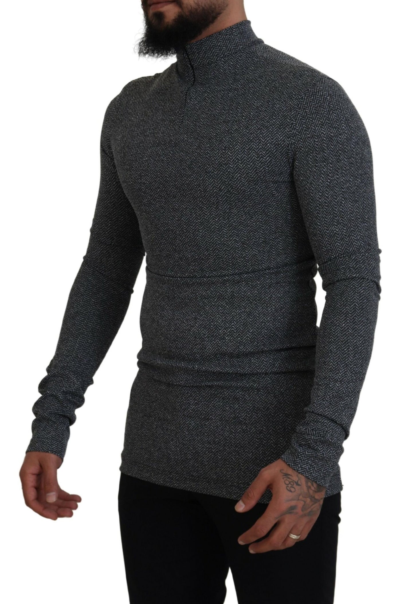 Dolce & Gabbana Elegant Dark Gray Pullover Sweater Dolce & Gabbana