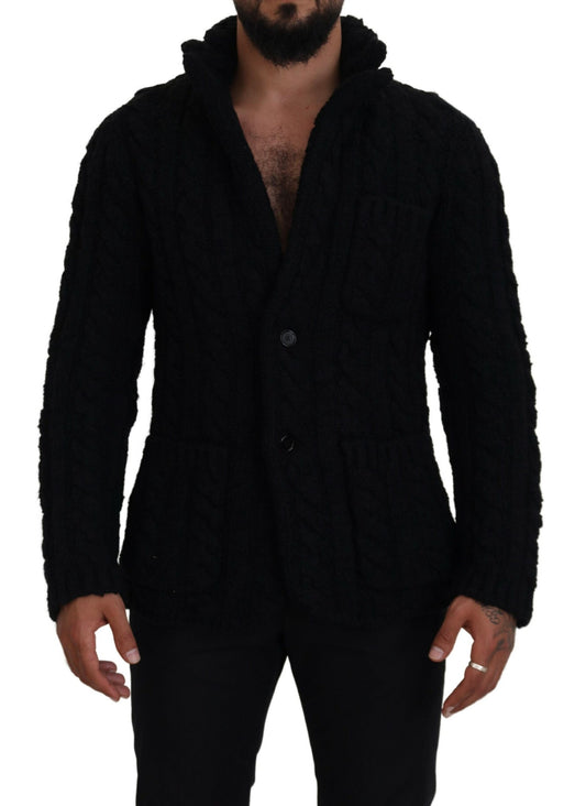 Dolce & Gabbana Elegant Black Wool-Cashmere Blend Cardigan Dolce & Gabbana