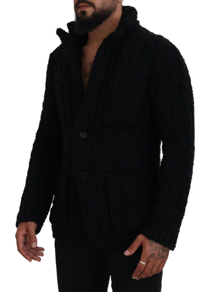 Dolce & Gabbana Elegant Black Wool-Cashmere Blend Cardigan Dolce & Gabbana