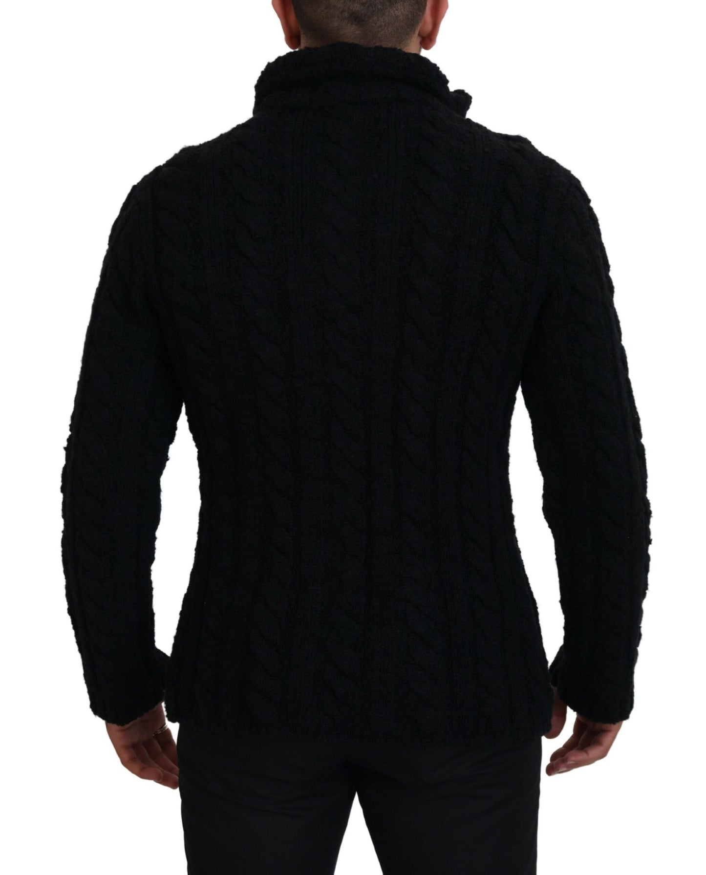 Dolce & Gabbana Elegant Black Wool-Cashmere Blend Cardigan Dolce & Gabbana