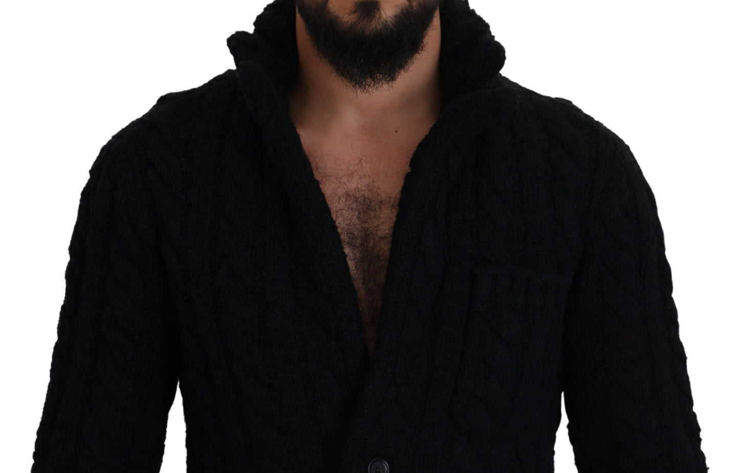 Dolce & Gabbana Elegant Black Wool-Cashmere Blend Cardigan Dolce & Gabbana