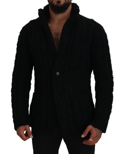 Dolce & Gabbana Elegant Black Wool-Cashmere Blend Cardigan Dolce & Gabbana