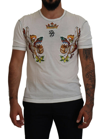 Dolce & Gabbana Elegant White Cotton-Silk Blend Tee Dolce & Gabbana