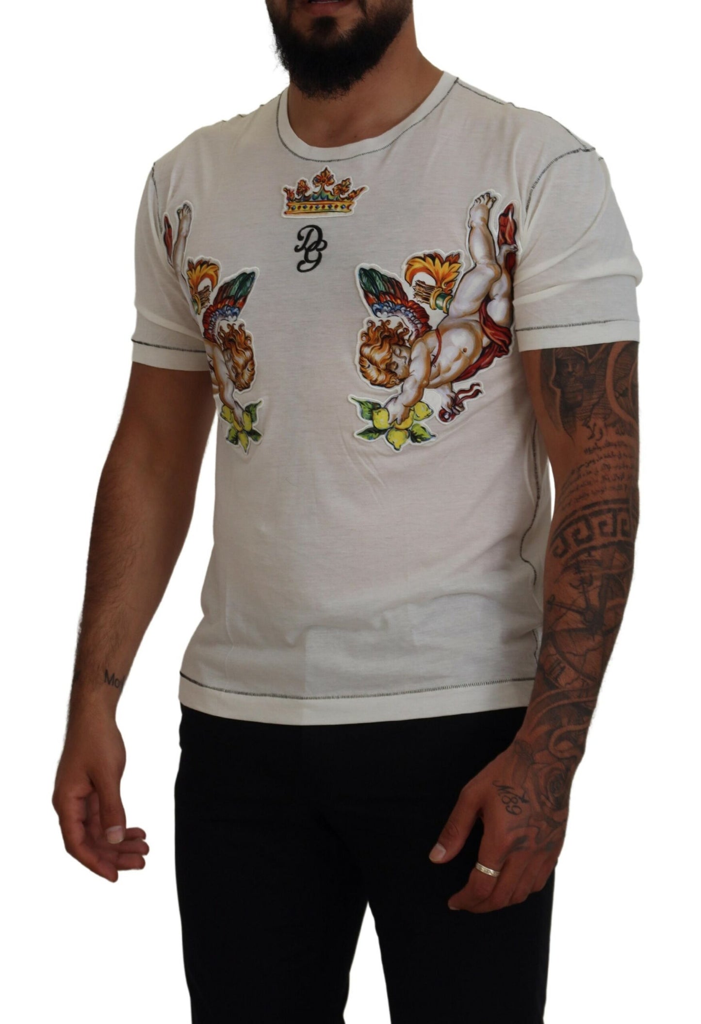 Dolce & Gabbana Elegant White Cotton-Silk Blend Tee Dolce & Gabbana