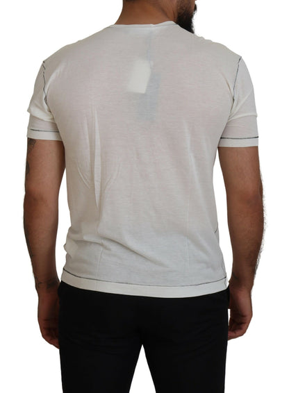 Dolce & Gabbana Elegant White Cotton-Silk Blend Tee Dolce & Gabbana