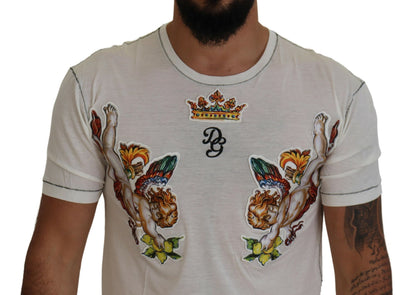 Dolce & Gabbana Elegant White Cotton-Silk Blend Tee Dolce & Gabbana