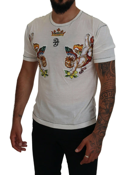 Dolce & Gabbana Elegant White Cotton-Silk Blend Tee Dolce & Gabbana