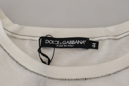 Dolce & Gabbana Elegant White Cotton-Silk Blend Tee Dolce & Gabbana