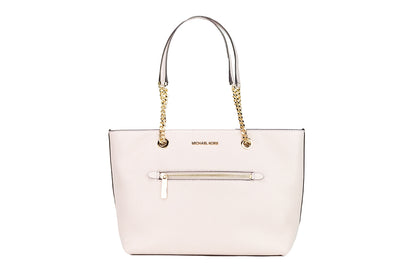 Michael Kors Jet Set Medium Powder Blush Leather Front Zip Chain Tote Bag Purse Michael Kors