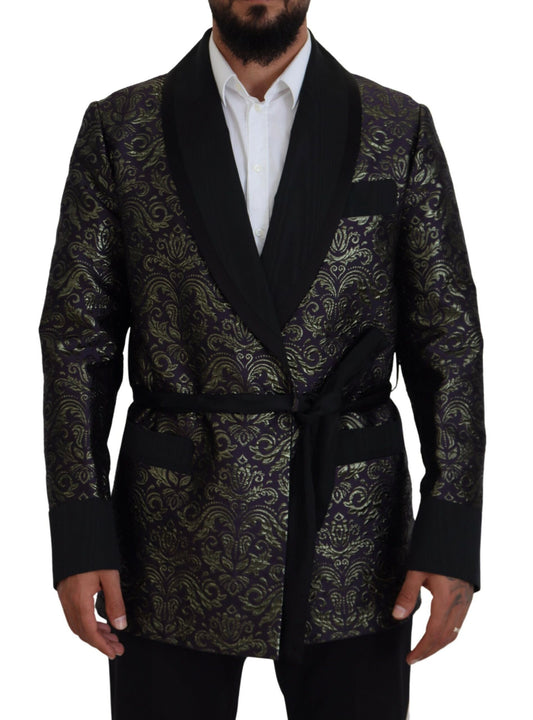 Dolce & Gabbana Gold Jacquard Robe Jacket Dolce & Gabbana