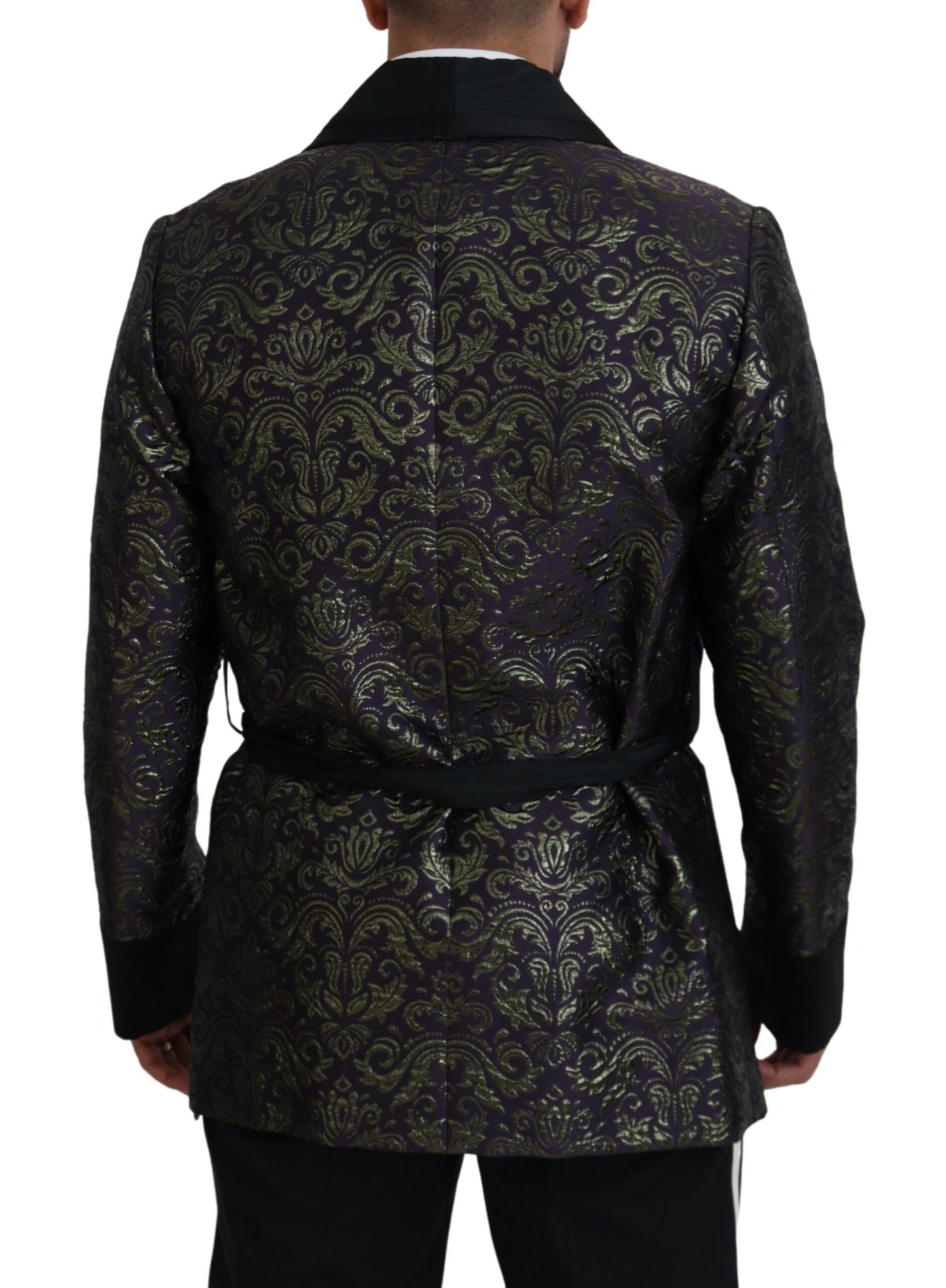 Dolce & Gabbana Gold Jacquard Robe Jacket Dolce & Gabbana