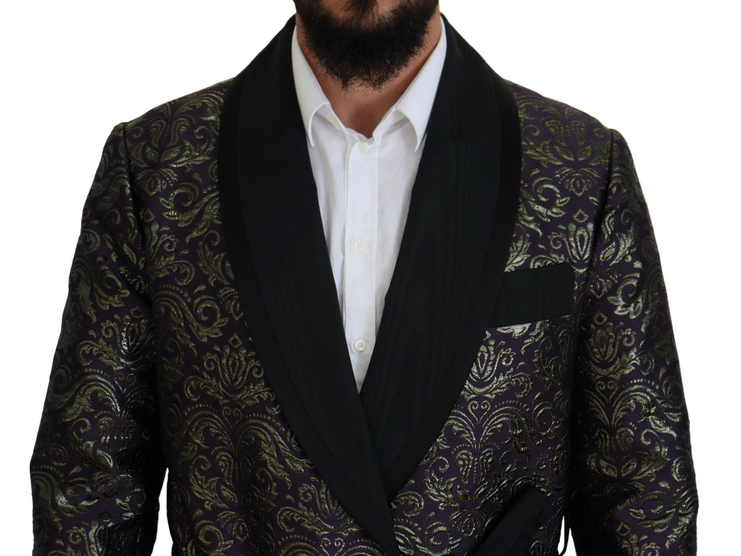 Dolce & Gabbana Gold Jacquard Robe Jacket Dolce & Gabbana