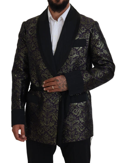 Dolce & Gabbana Gold Jacquard Robe Jacket Dolce & Gabbana