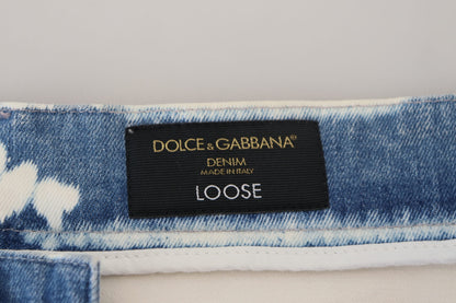 Dolce & Gabbana Elegant Loose Fit Denim Pants with Unique Print Dolce & Gabbana