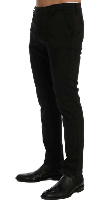 Costume National Chic Black Slim Fit Cotton Stretch Pants Costume National