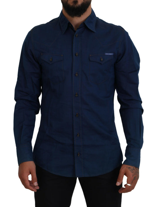 Dolce & Gabbana Elegant Blue Denim Casual Shirt Dolce & Gabbana