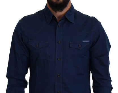 Dolce & Gabbana Elegant Blue Denim Casual Shirt Dolce & Gabbana