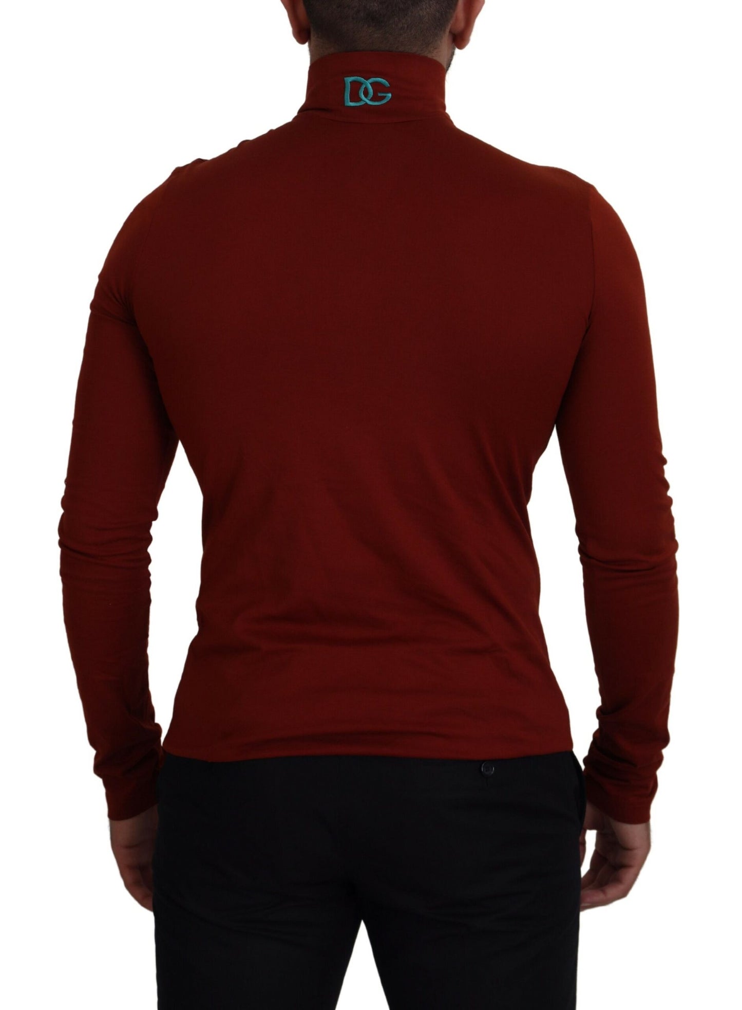 Dolce & Gabbana Elegant Maroon Collar Zip Sweater Dolce & Gabbana