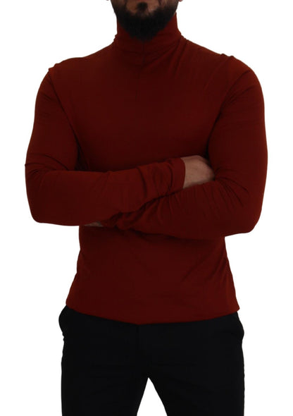 Dolce & Gabbana Elegant Maroon Collar Zip Sweater Dolce & Gabbana