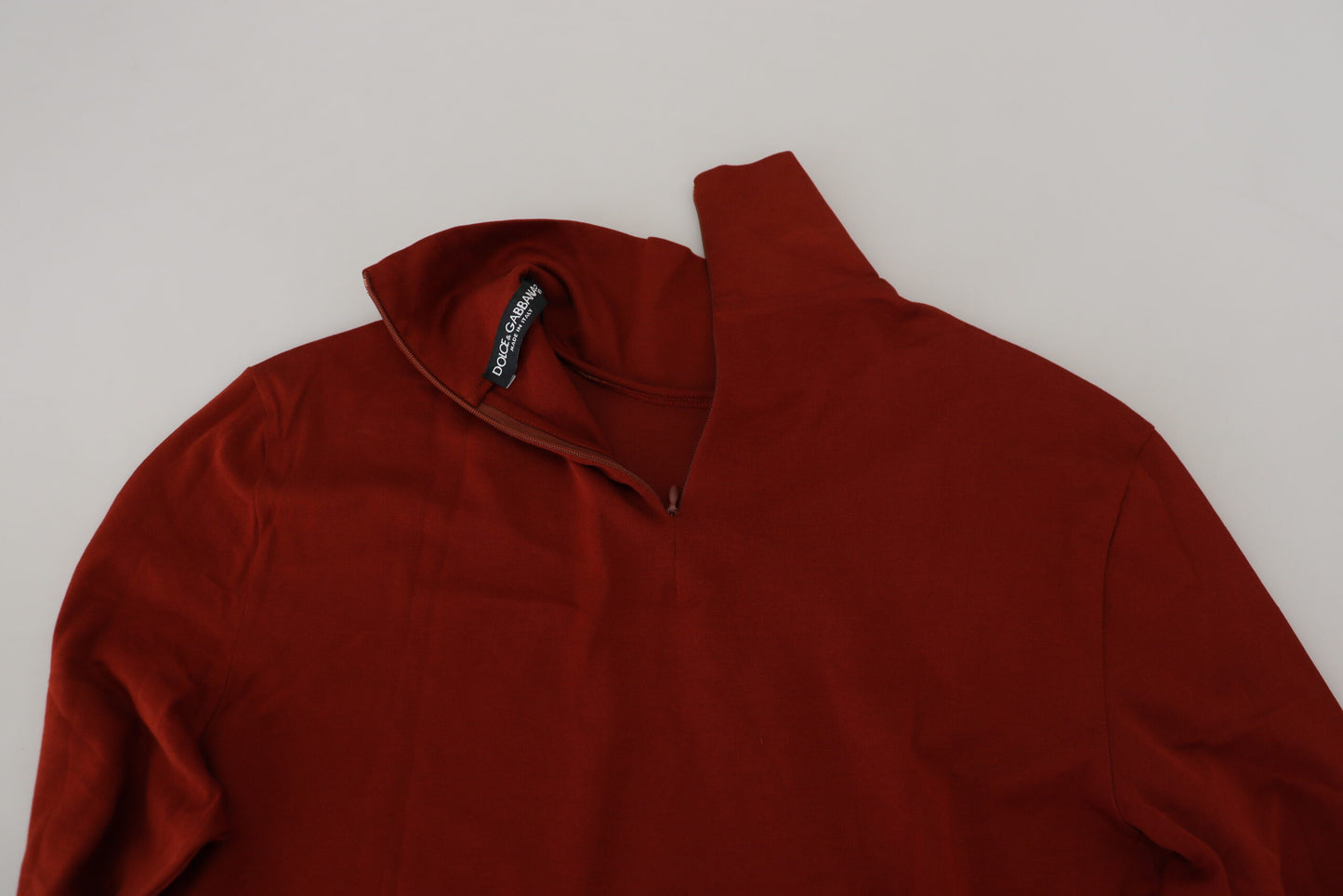 Dolce & Gabbana Elegant Maroon Collar Zip Sweater Dolce & Gabbana