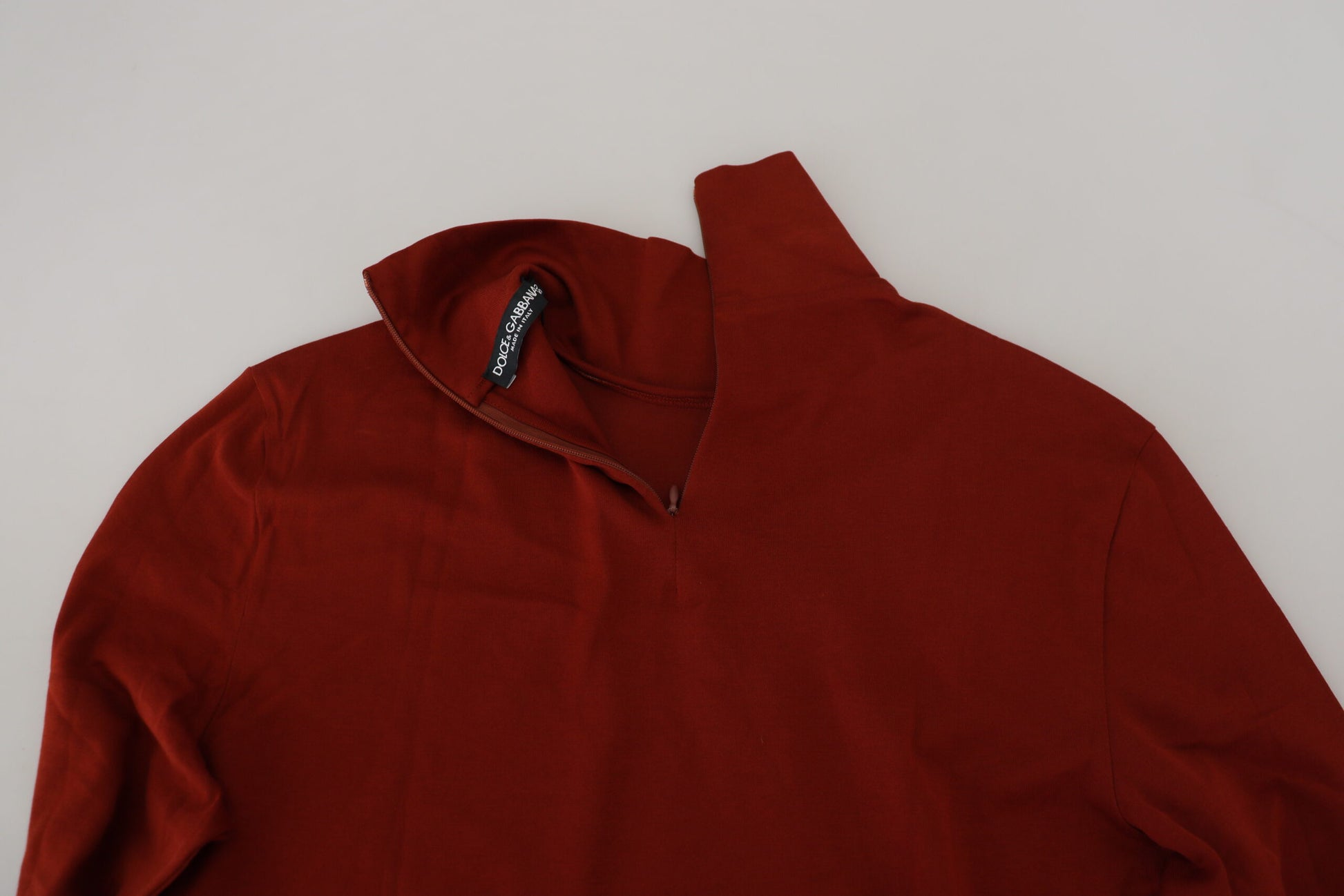 Dolce & Gabbana Elegant Maroon Collar Zip Sweater