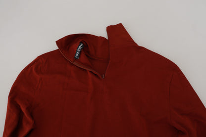 Dolce & Gabbana Elegant Maroon Collar Zip Sweater Dolce & Gabbana