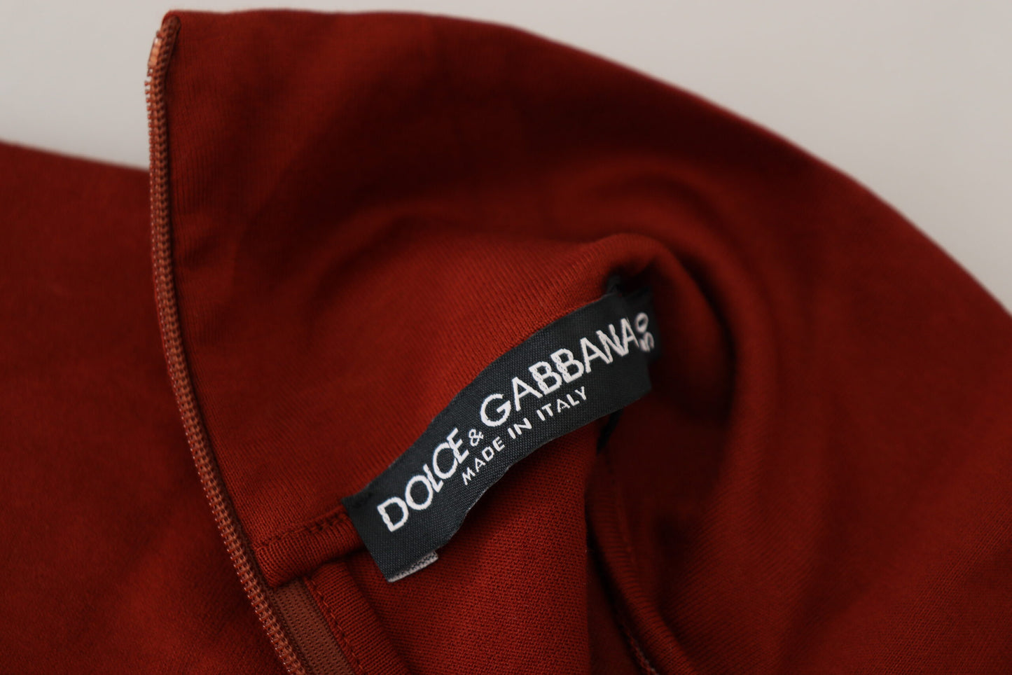 Dolce & Gabbana Elegant Maroon Collar Zip Sweater Dolce & Gabbana