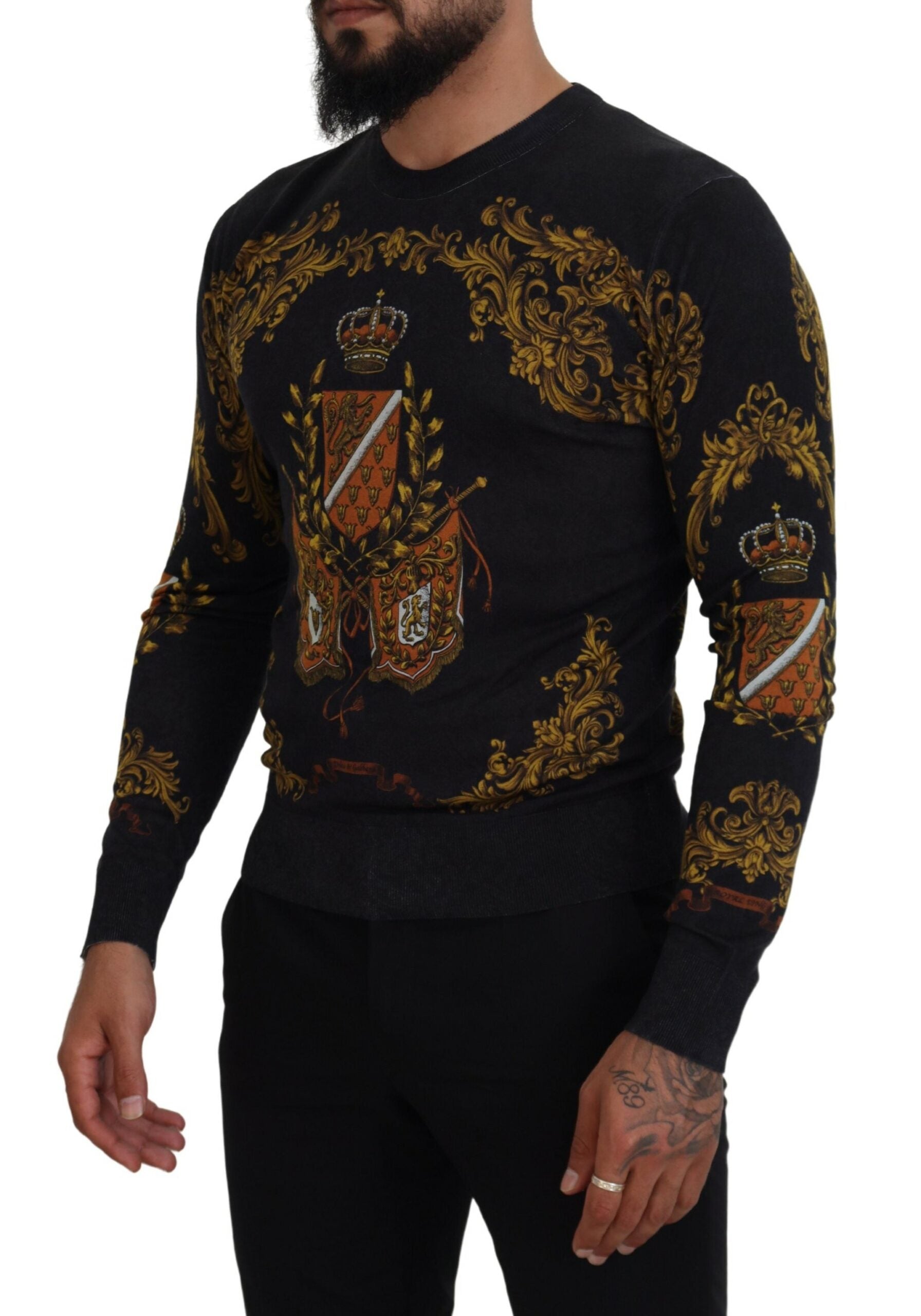 Dolce & Gabbana Baroque Medal Motive Silk Sweater