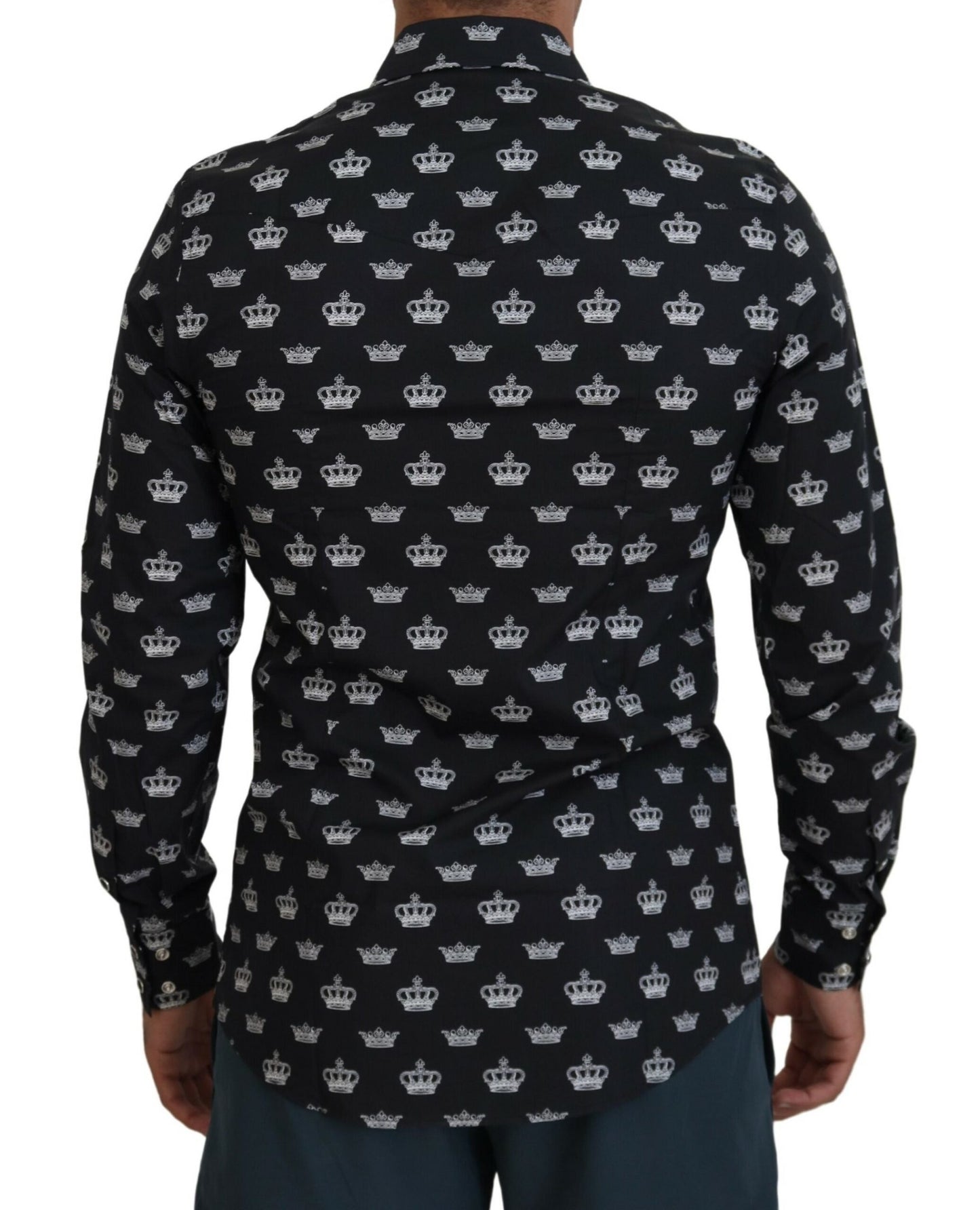 Dolce & Gabbana Elegant Slim Fit Crown Print Formal Shirt Dolce & Gabbana