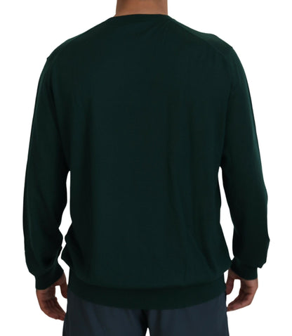 Dolce & Gabbana Elegant Green V-Neck Cashmere Sweater Dolce & Gabbana