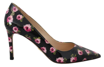 Prada Elegant Floral Print Leather Pumps Prada