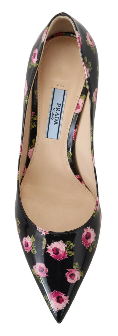 Prada Elegant Floral Print Leather Pumps Prada