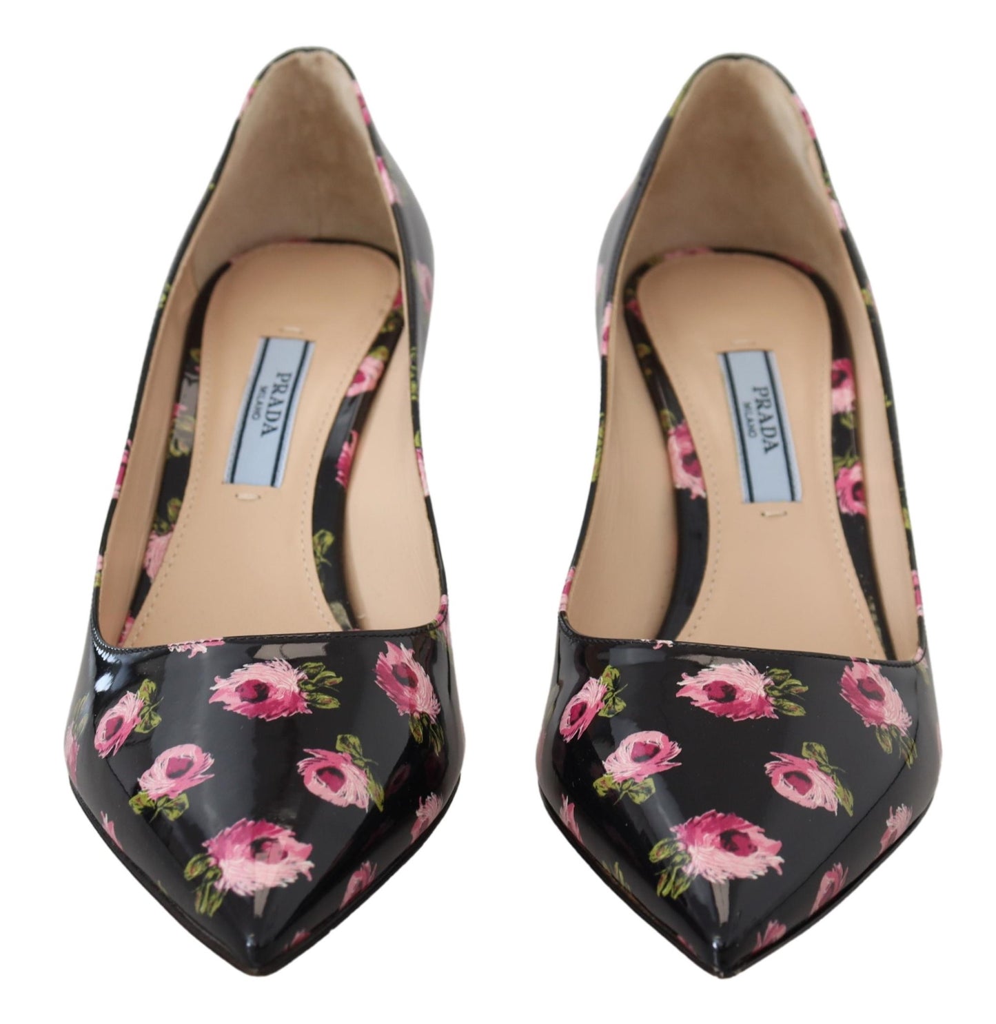 Prada Elegant Floral Print Leather Pumps Prada