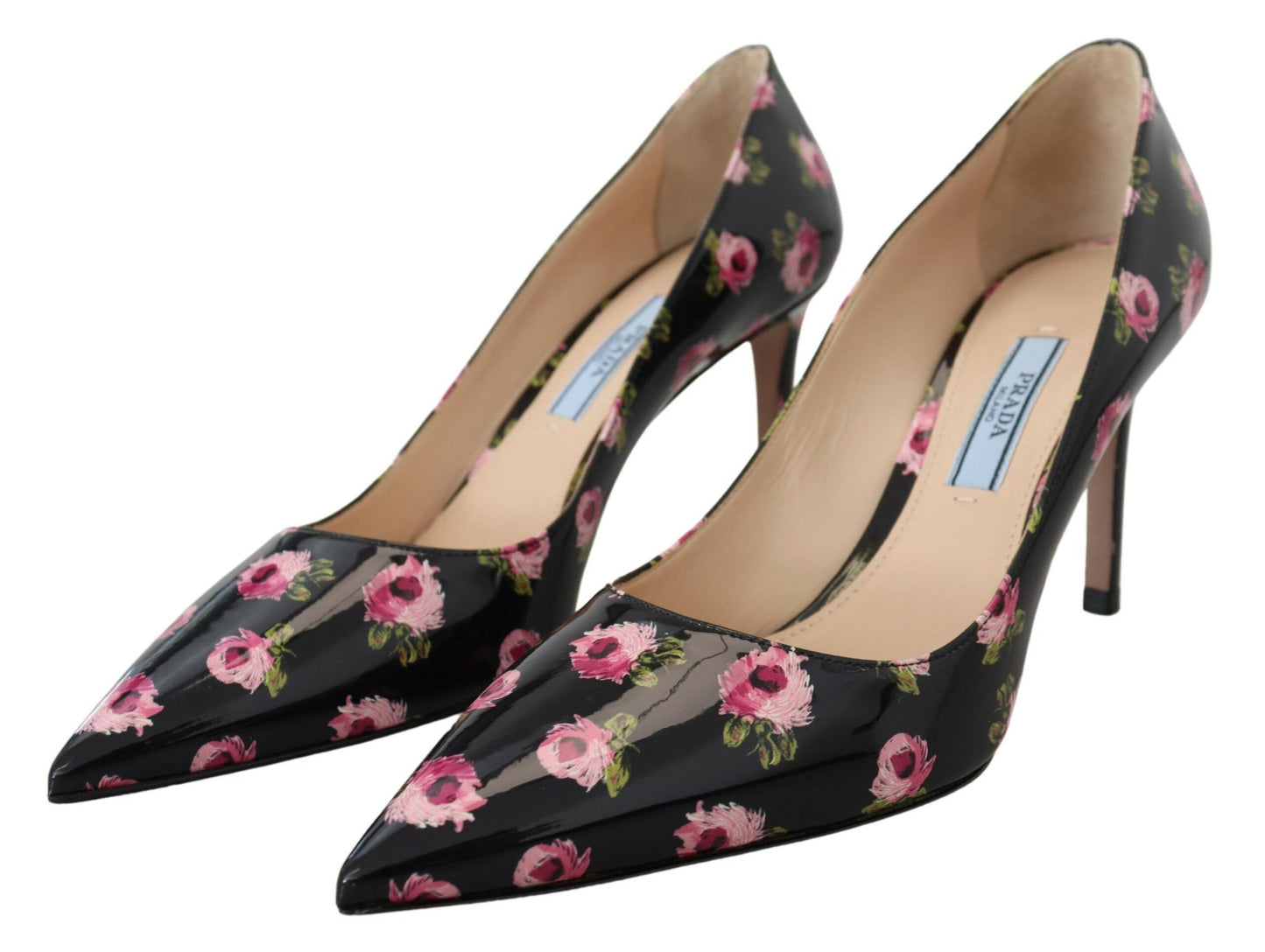 Prada Elegant Floral Print Leather Pumps Prada