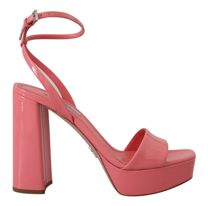 Prada Chic Pink Patent Leather Platform Sandals Prada