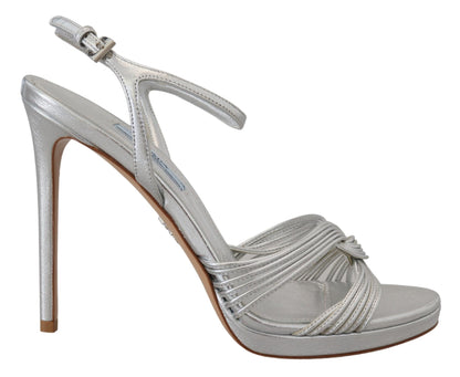 Prada Elegant Silver Stiletto Heels Sandals Prada