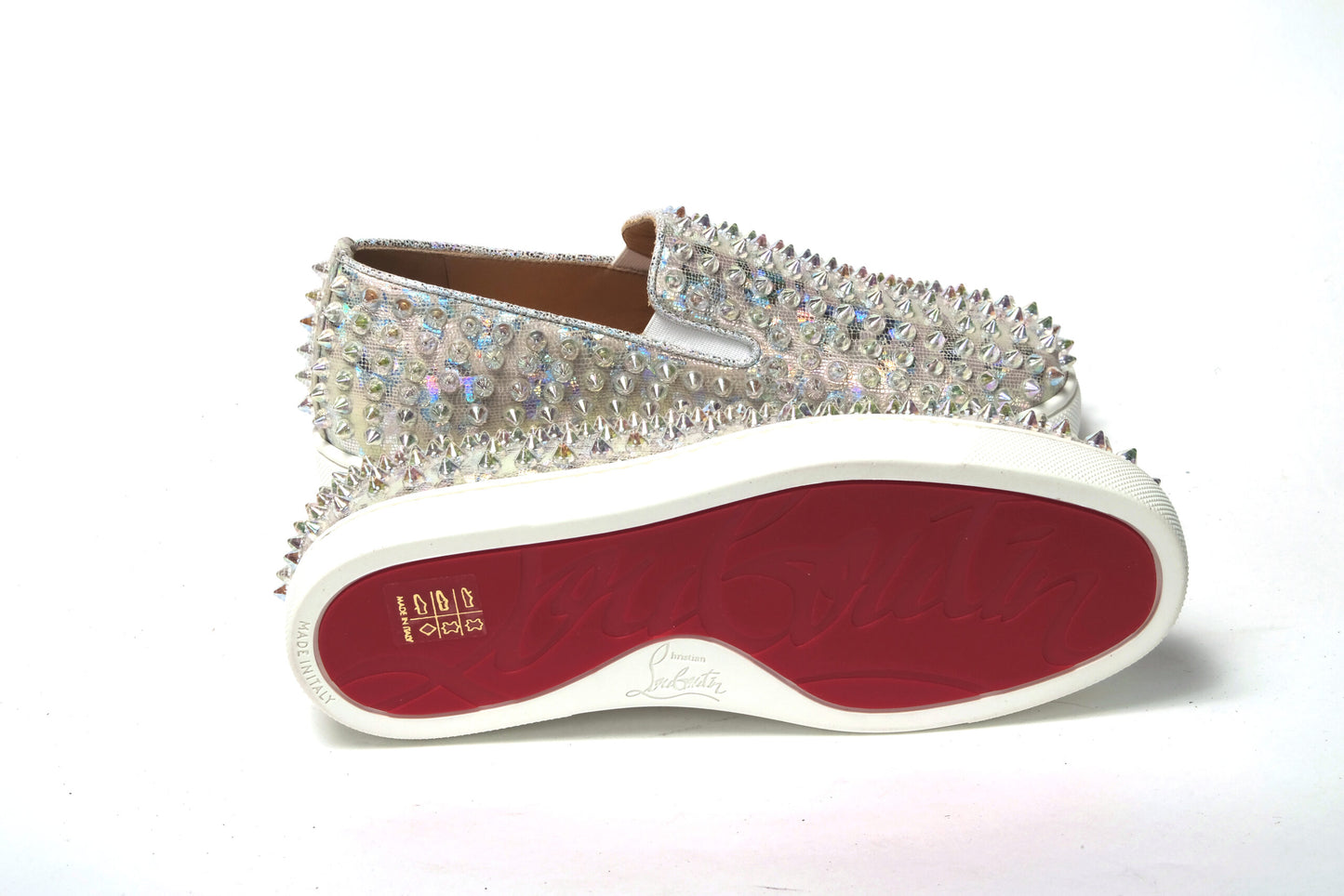 Christian Louboutin White Ab/Clear Ab Roller Boat Woman Flat Sneaker Christian Louboutin