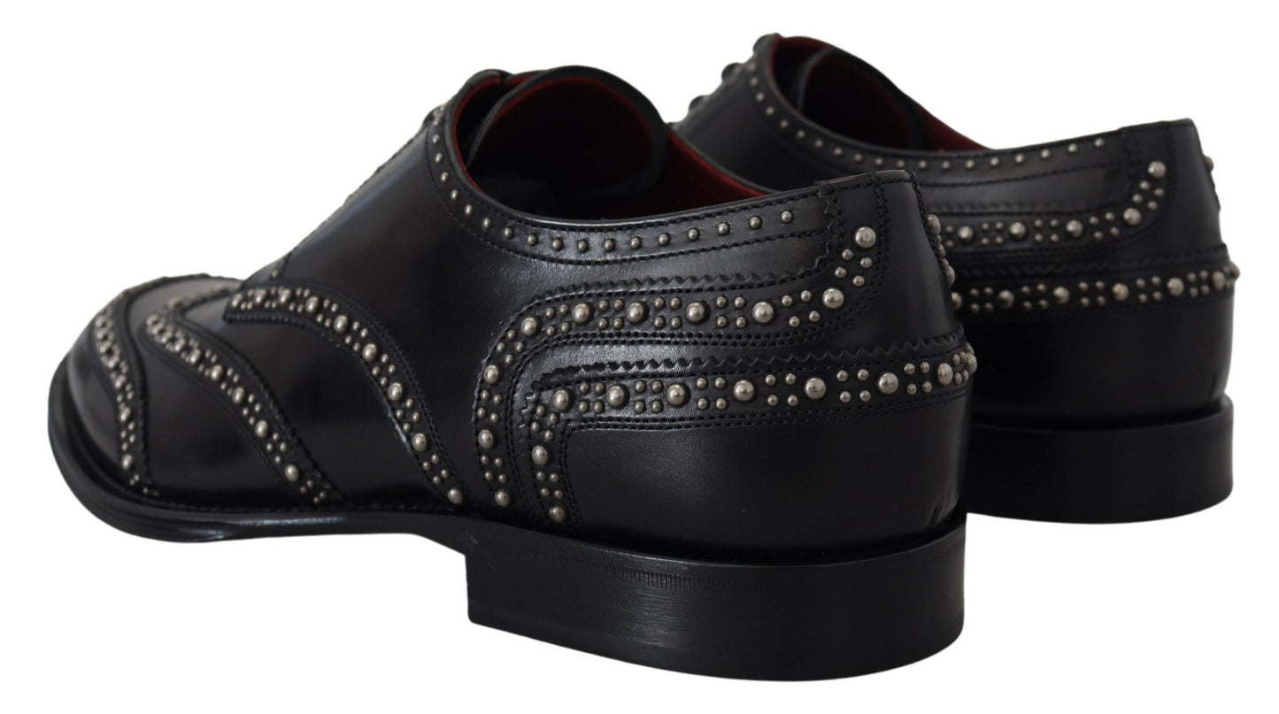 Dolce & Gabbana Elegant Studded Black Derby Shoes Dolce & Gabbana