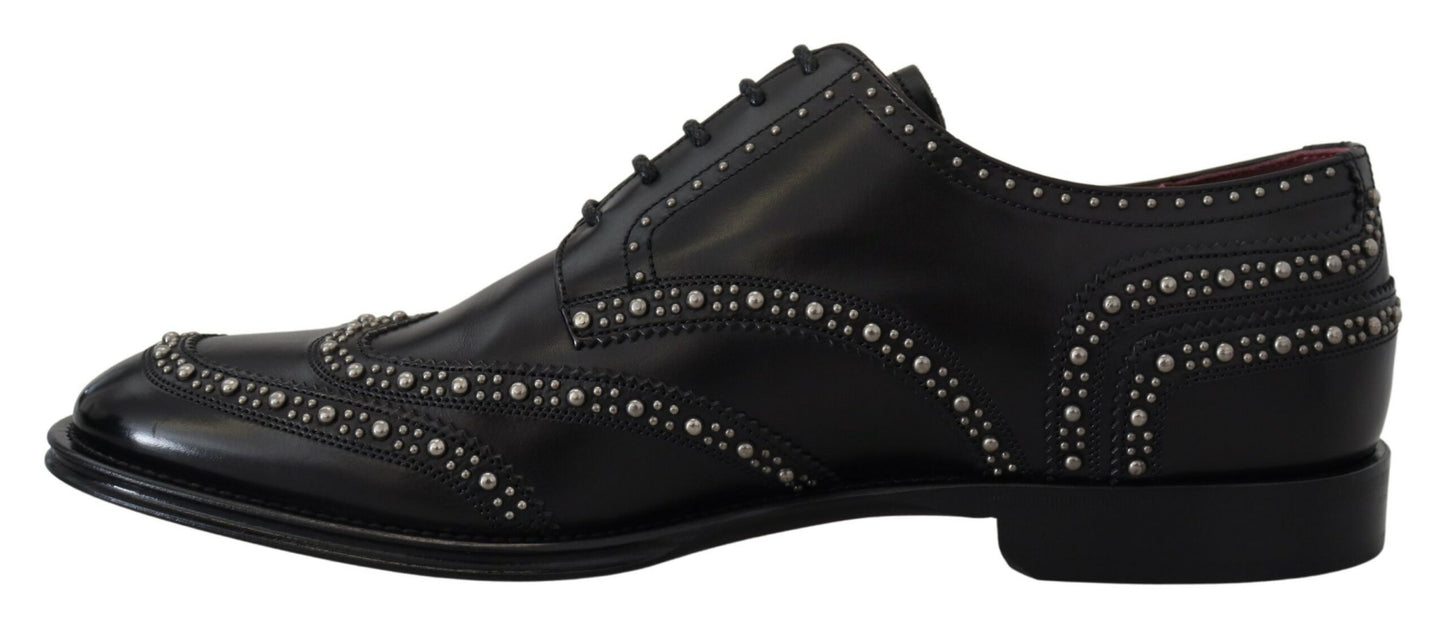 Dolce & Gabbana Elegant Studded Black Derby Shoes Dolce & Gabbana