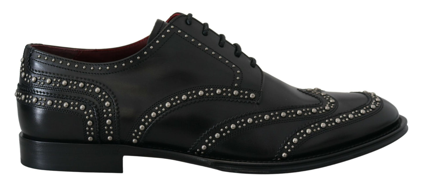 Dolce & Gabbana Elegant Studded Black Derby Shoes Dolce & Gabbana