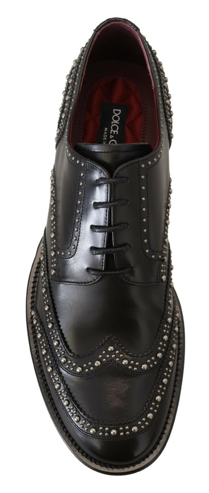 Dolce & Gabbana Elegant Studded Black Derby Shoes Dolce & Gabbana