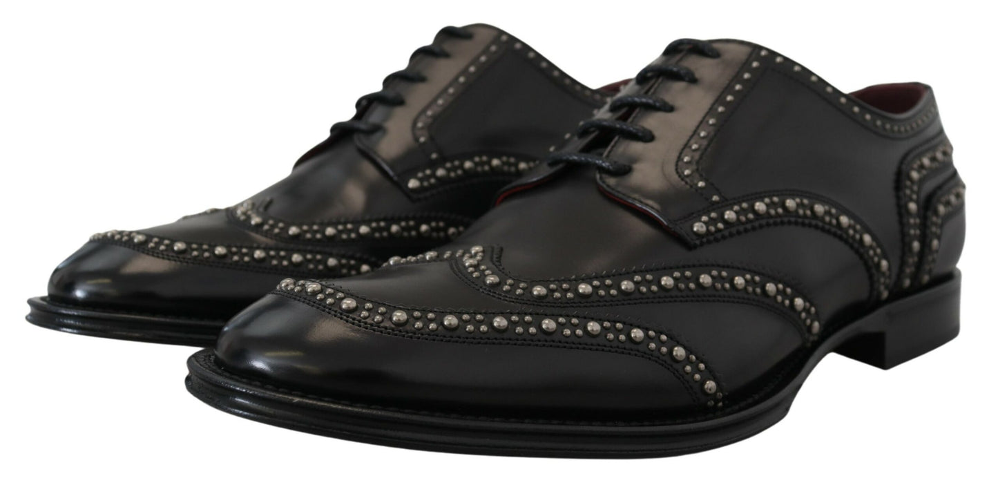 Dolce & Gabbana Elegant Studded Black Derby Shoes Dolce & Gabbana