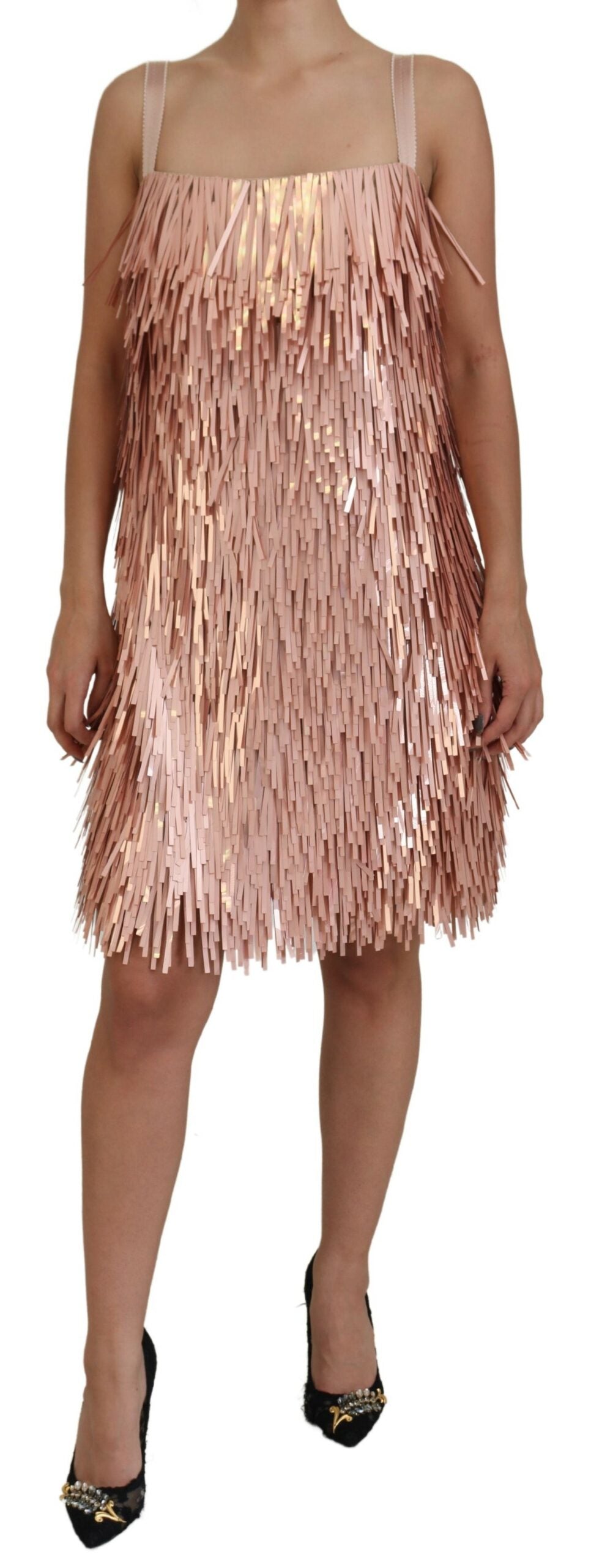 Dolce & Gabbana Elegant Pink A-Line Tinsel Dress Dolce & Gabbana