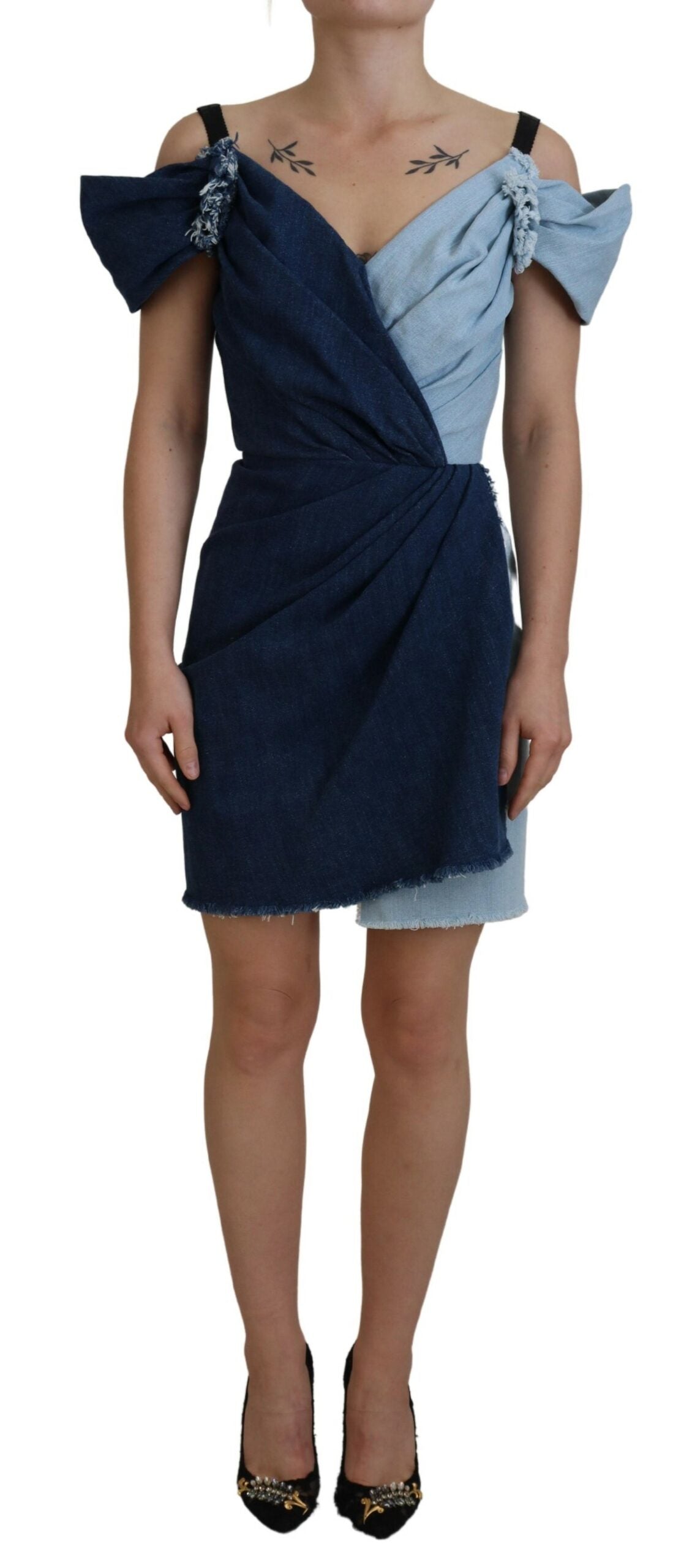 Dolce & Gabbana Chic Two Tone Denim Sheath Dress Dolce & Gabbana