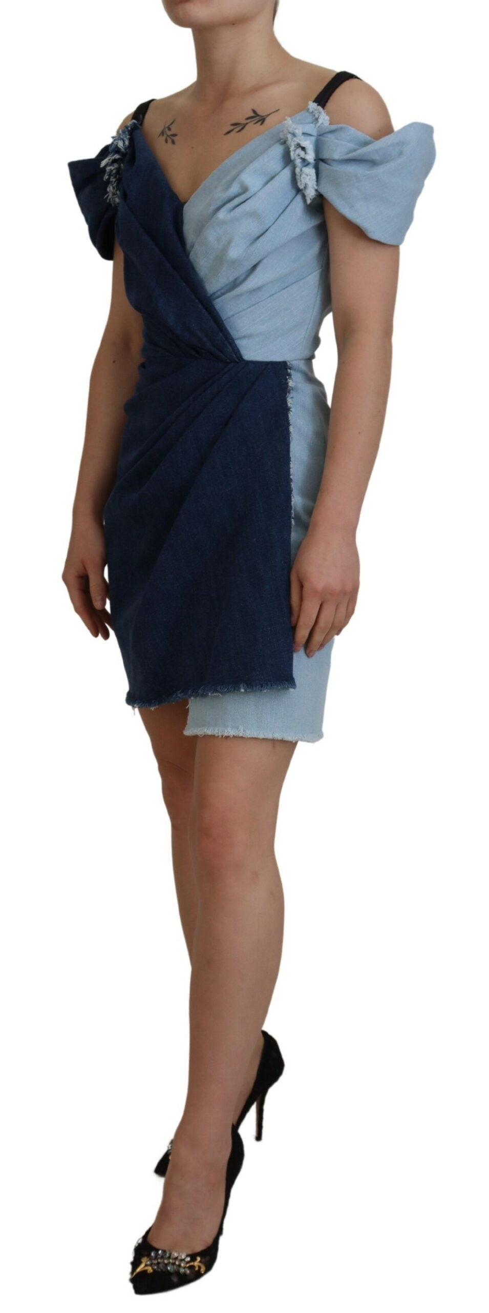 Dolce & Gabbana Chic Two Tone Denim Sheath Dress Dolce & Gabbana