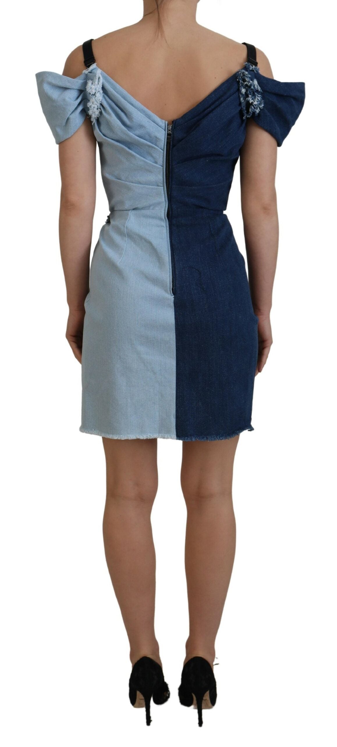 Dolce & Gabbana Chic Two Tone Denim Sheath Dress Dolce & Gabbana