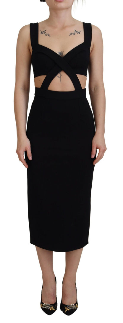 Dolce & Gabbana Elegant Black Midi Sheath Dress Dolce & Gabbana